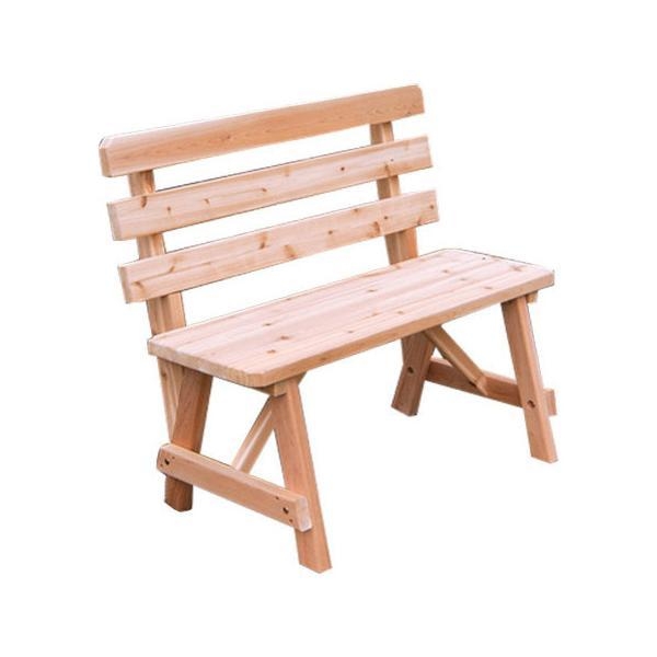 Garden Bench A Frame Base Unfinished Wood Slatted Cedar Seating