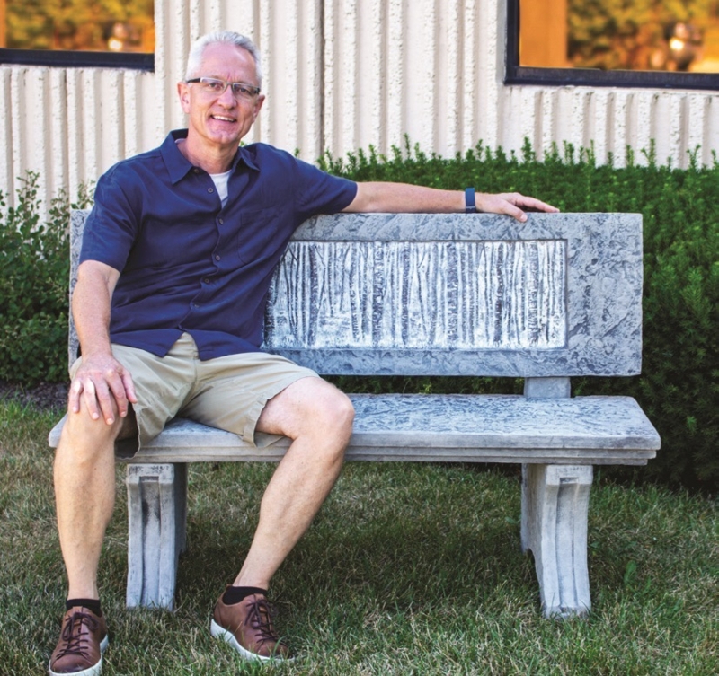 Garden Bench Birch Bark Backrest Cast Concrete Construction