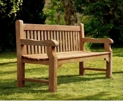 Garden Bench Chunky Legs Curved Armrests Traditional Wooden Bench