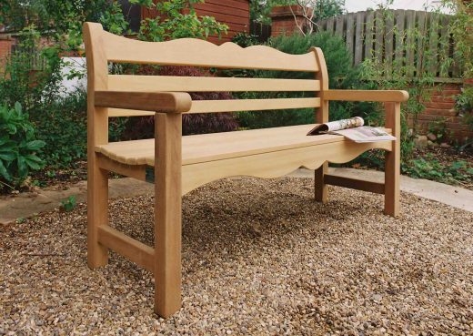 Garden Bench Classic Heavy Duty Slatted Back Wide Armrests Wood