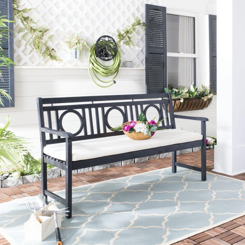 Garden Bench, Dark Slate Grey with Geometric Back