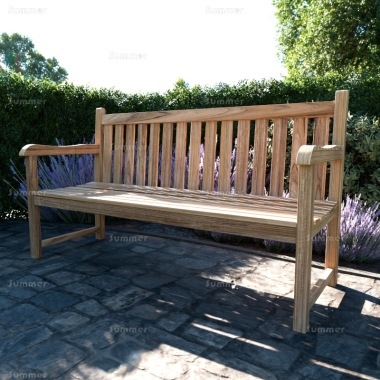 Garden Bench High Back Slatted Back Contoured Armrests Classic Bench