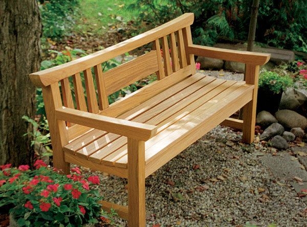 Garden Bench Japanese Inspired Curved Top Rail Japanese Joinery Style