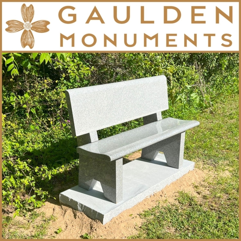 Garden Bench Light Gray Stone Curved Seat Permanent Park Seating