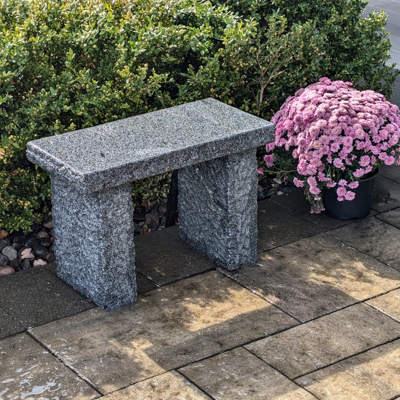 Garden Bench Minimalist Speckled Stone Finish Chiseled Leg Texture