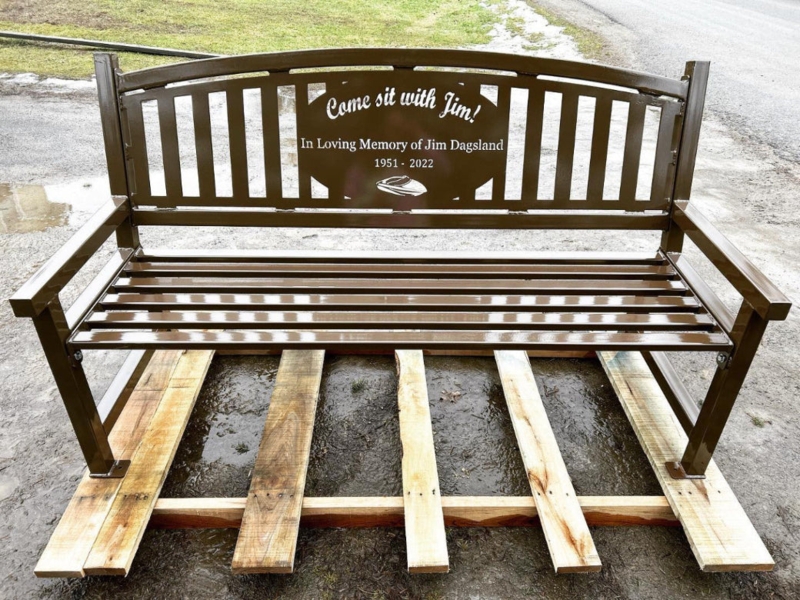 Garden Bench Personalized Laser Cut Backrest Metal Floral Motif Sturdy