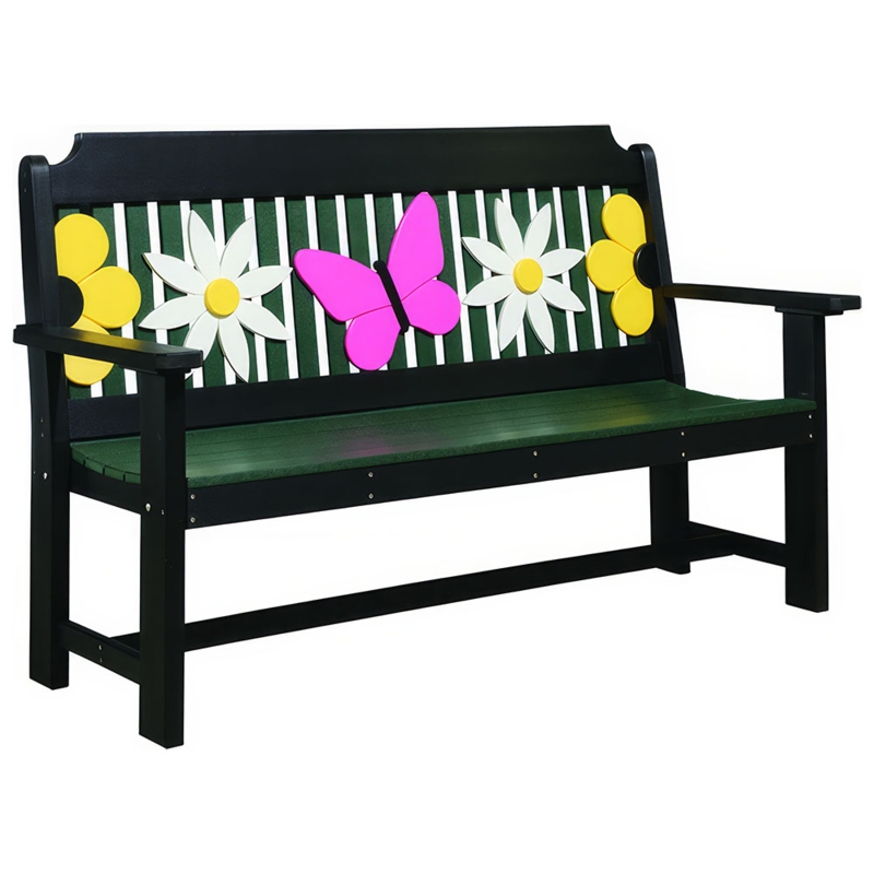 Garden Bench Poly Construction Butterfly Backrest Multi-Color