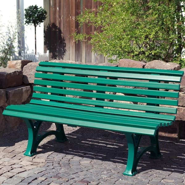 Garden Bench PVC Slatted Ergonomic Contoured Seat Weatherproof Seating