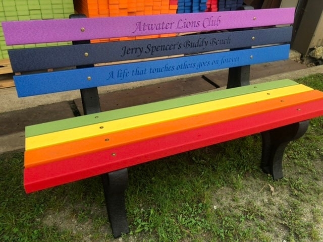 Garden Bench Rainbow Recycled Plastic Slats Buddy Bench Design