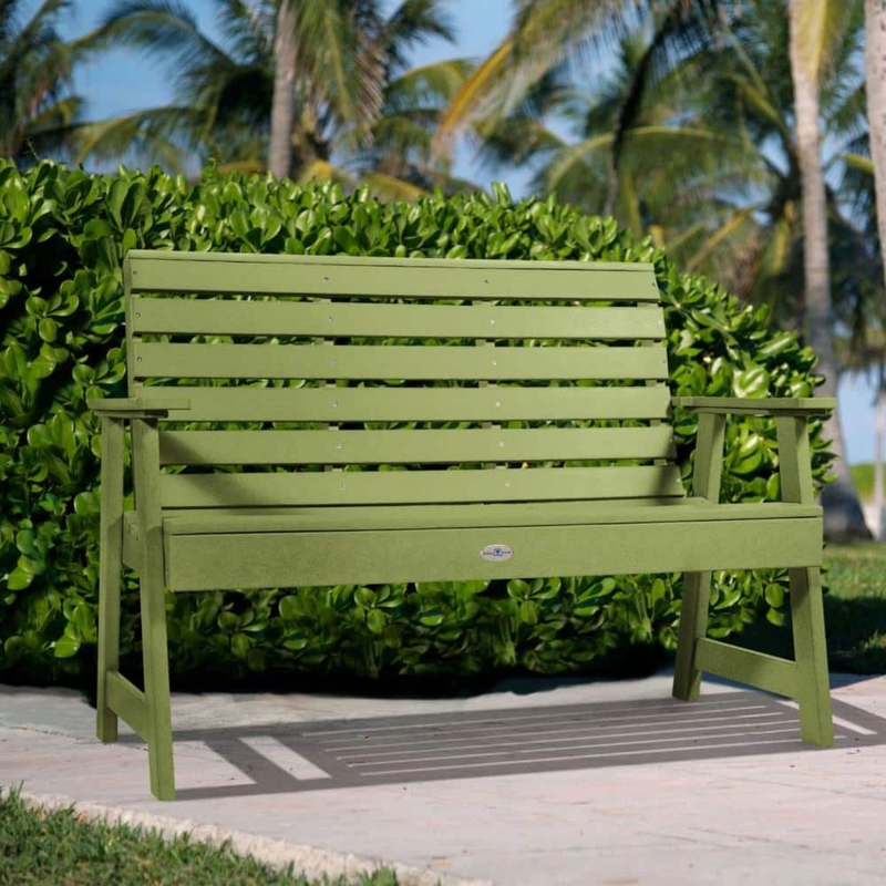 Garden Bench Sage Green Recycled Plastic Slatted Wood Look Coastal