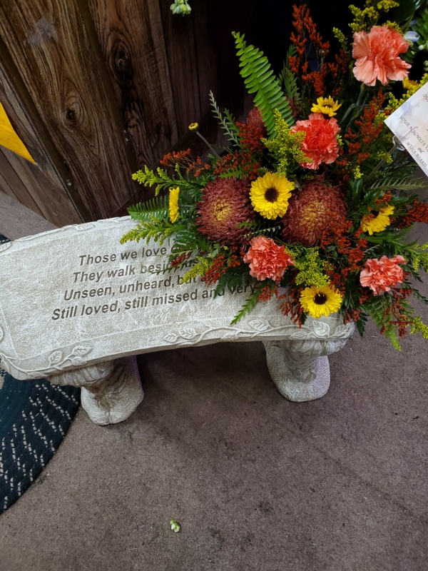 Garden Bench Stone-Like Engraved Memorial Inscription