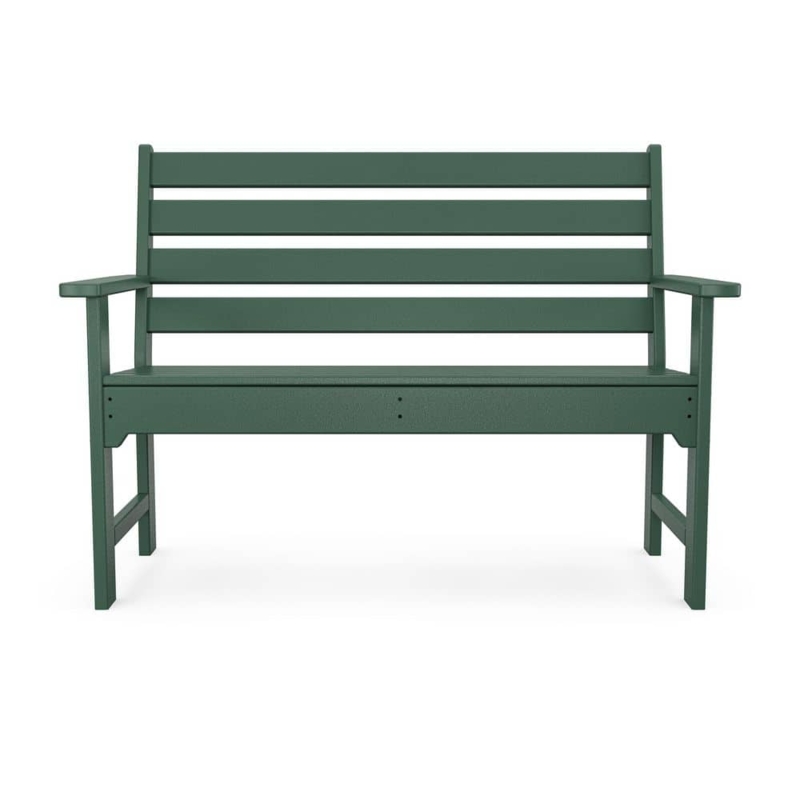 Garden Bench Synthetic Lumber Slatted Back Outdoor Patio Furniture