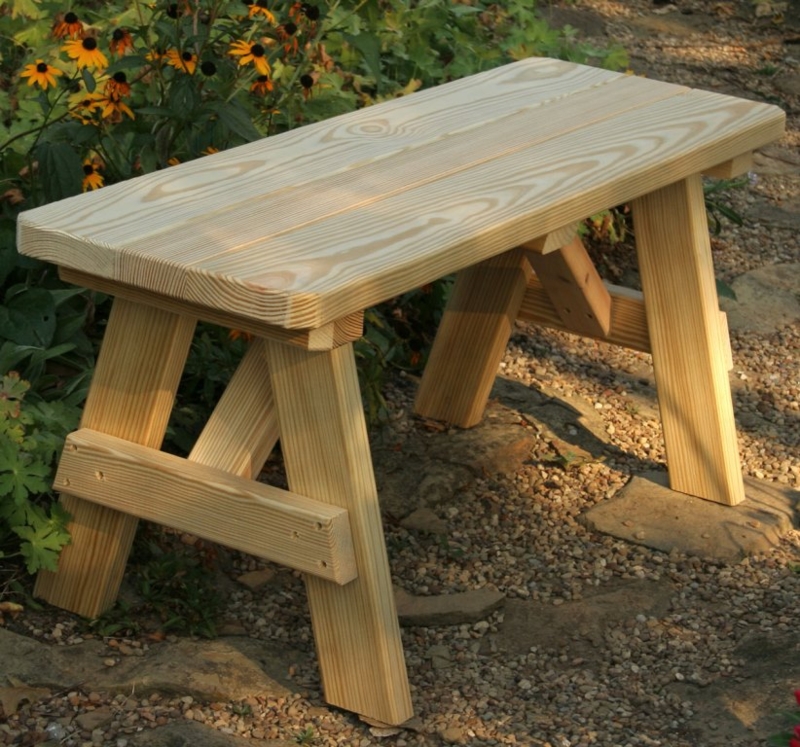 Garden Bench Traditional Backless Design Slatted Wood Seat
