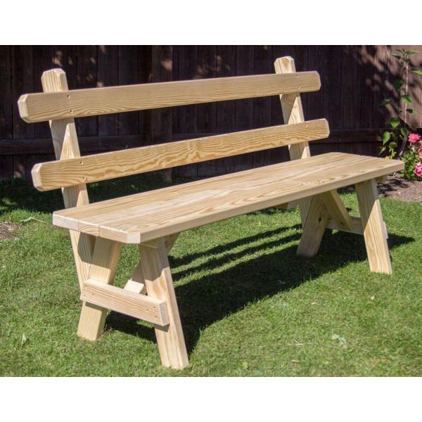 Garden Bench Traditional Silhouette Treated Pine Slatted Wood Seating