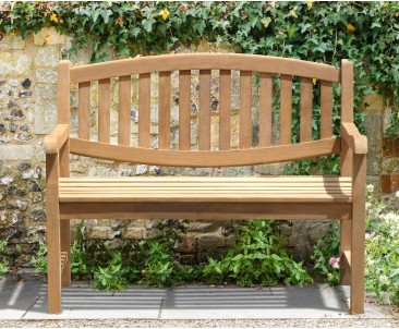 Garden Bench Vertical Slatted Design Arched Backrest Traditional Bench
