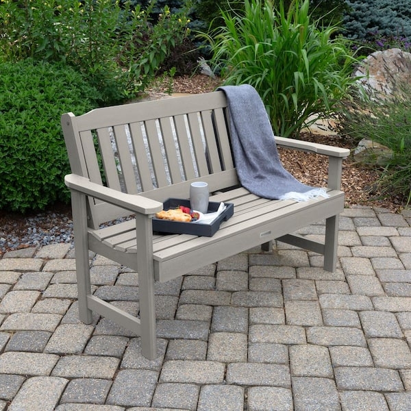 Garden Bench Weather Resistant Slatted Design Harbor Gray Finish