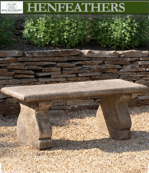 Garden Bench Weathered Stone Like Finish Scrolled Pedestal Legs