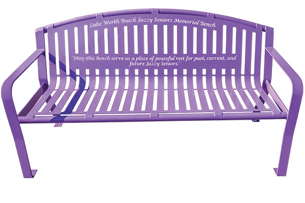 Garden Bench with Arched Silhouette and Decorative Laser Cut Backrest