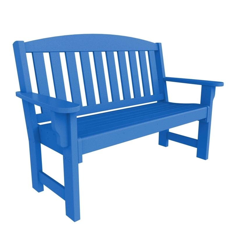Garden Bench with Arched Slatted Back, Poly Material Coastal Style