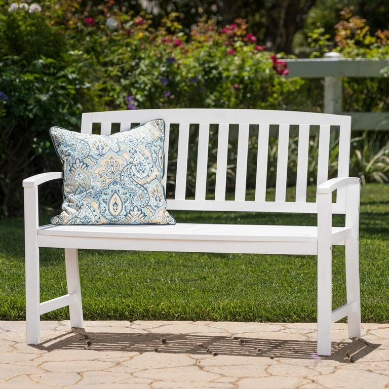 Garden Bench with Classic Curved Armrests and Slatted Seat Design