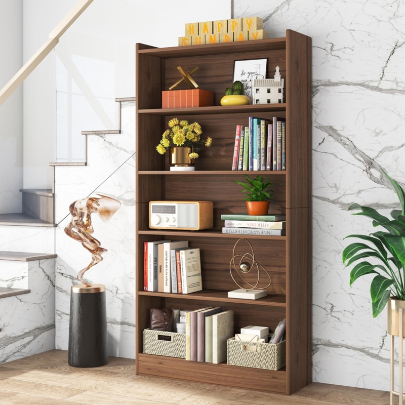 Geometric Bookcase featuring Asymmetrical Open-Back Shelving