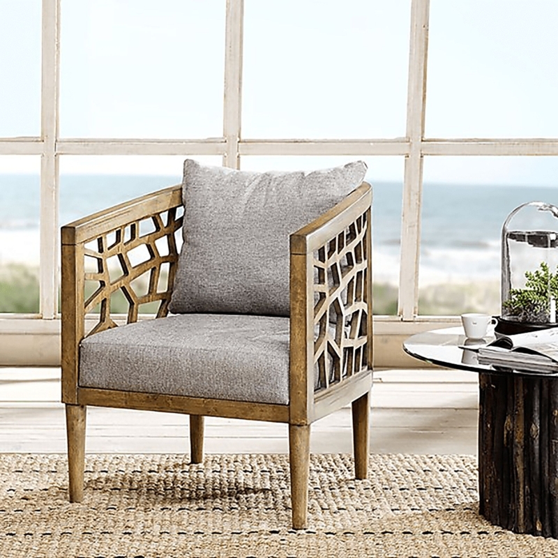 Glam Accent Chair with Clear Acrylic Frame and Barrel Back
