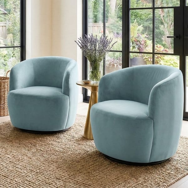 Glam Swivel Barrel Accent Chair in Blush Pink with Gold Base