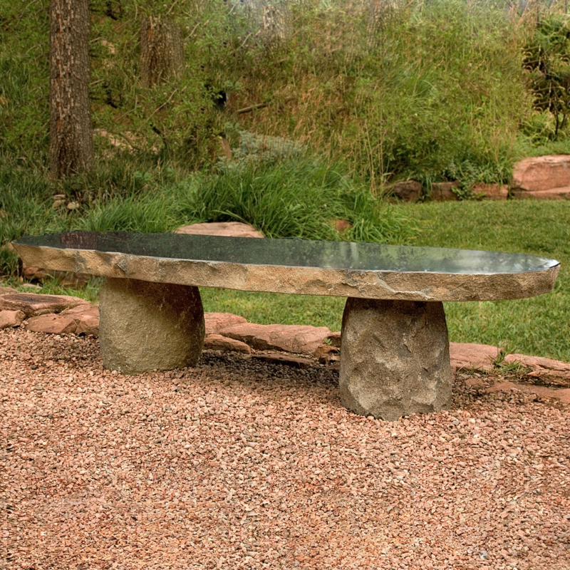 Granite Bench Boulder Edge Slab Block Legs Garden