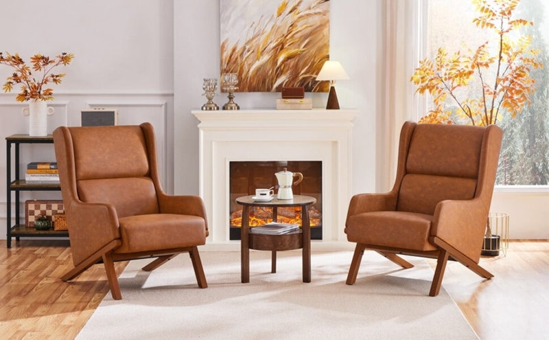 Gray Channel Tufted Accent Chairs with Gold Tapered Legs