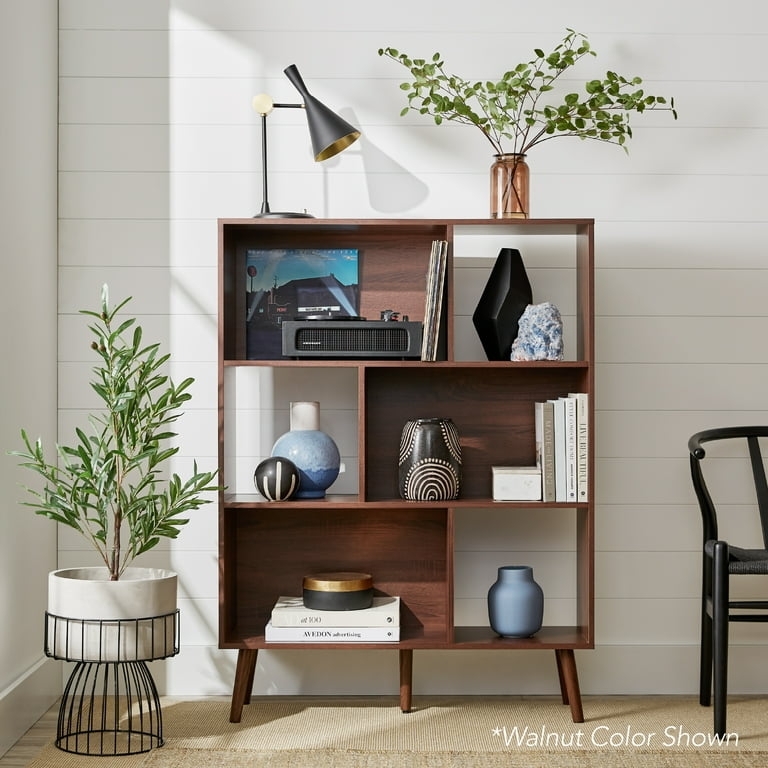 Gray Cubby Bookcase featuring Alternating Back Panels