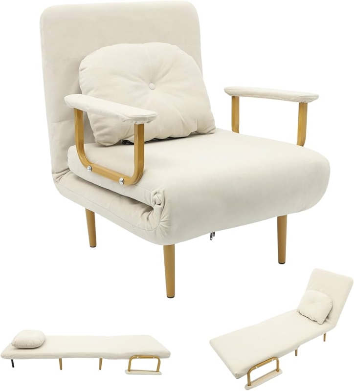 Gray Sleeper Chair featuring 5-Position Adjustable Backrest