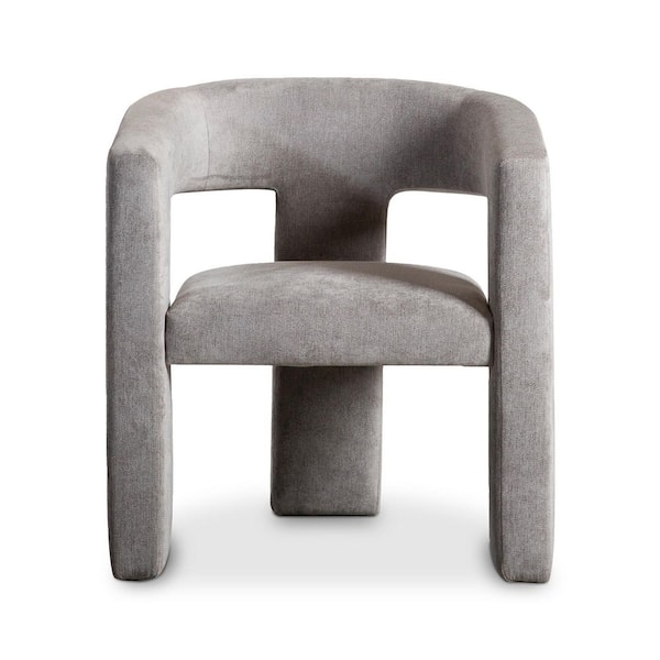 Grey Barrel Accent Chair with Architectural Light Wood Base