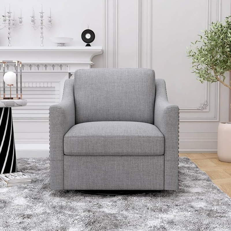 Grey Lounge Chair Heathered Upholstery Splayed Black Legs Modern