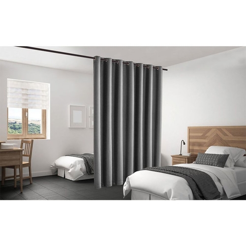 Grey Room Divider Curtain Grommet Top Privacy Panel Heavyweight