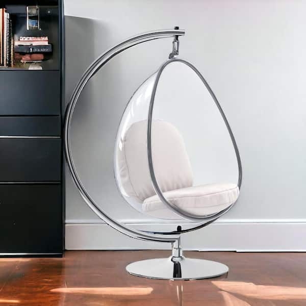 Hanging Chair Transparent Shell Chrome Stand Bubble Airy
