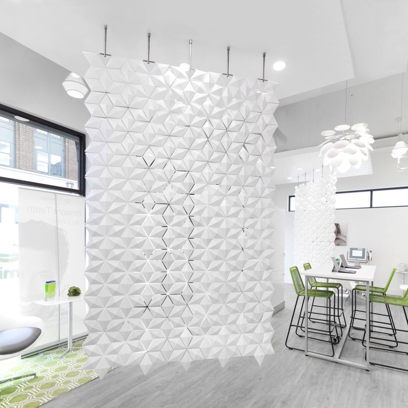Hanging Room Divider 3D Faceted Modules Geometric Ceiling Suspended