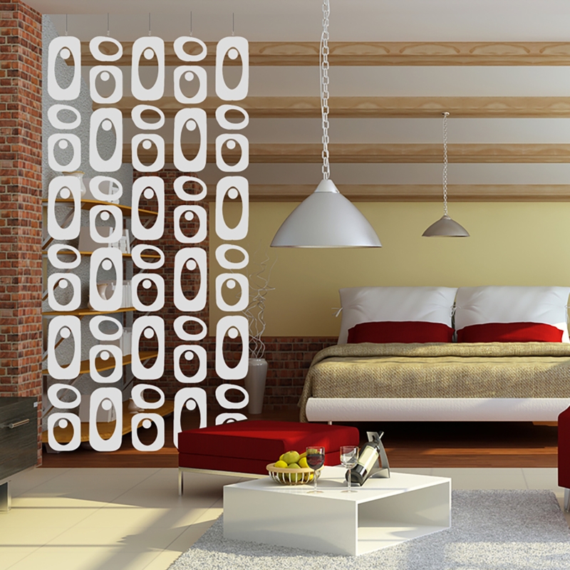 Hanging Room Divider Retro Atomic White Geometric Modular Panels