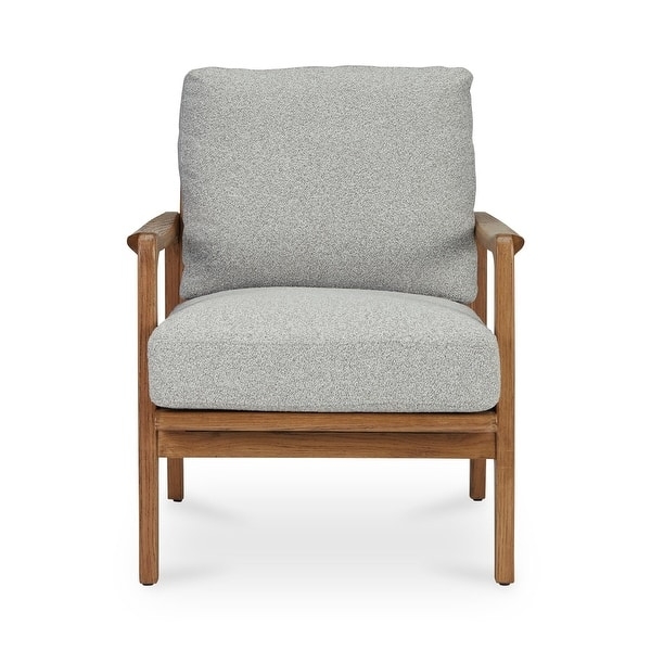 Heather Beige Armchair Integrated Curved Arms Wood Legs Minimalist