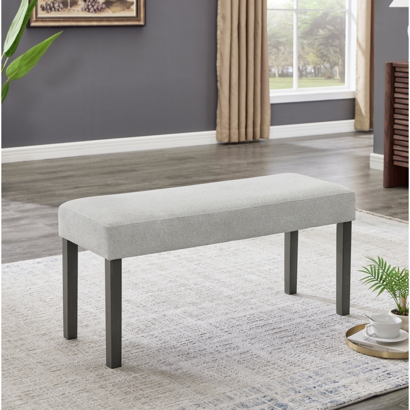 Heathered Fabric Bench with Dark Frame for Entryway Styling