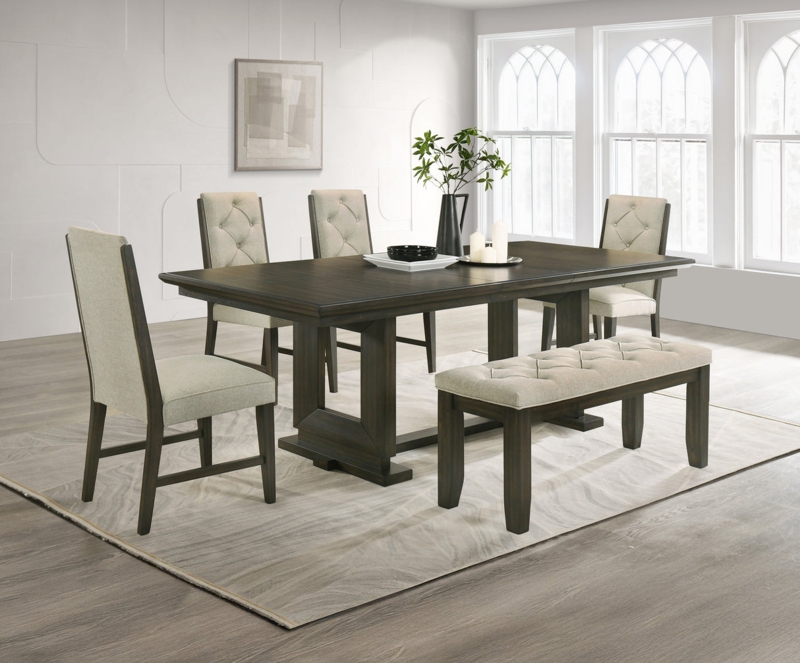 Herbert Espresso/Beige Dining Bench  Luna Furniture