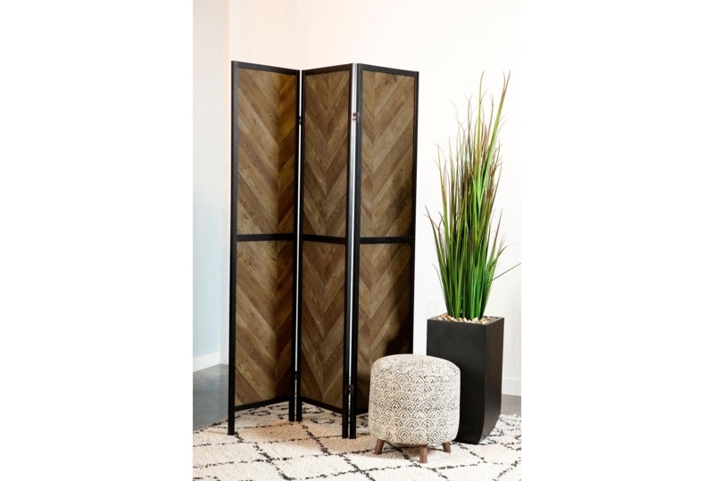 Herringbone Room Divider Metal Frame Folding Design