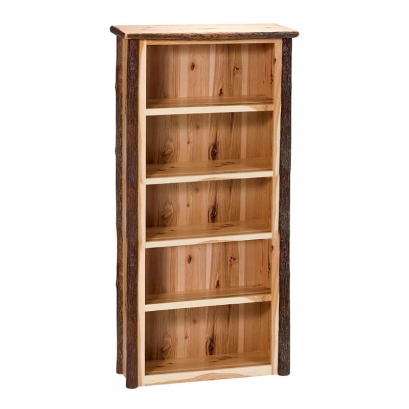 Hickory Bookshelf with Rustic Bark-On Log Frame