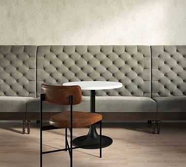 High Back Banquette, Modular Design, Diamond Tufting, Greige Upholstery Idea