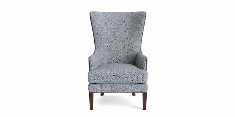 High Back Wingback Chair Gray Nailhead Trim Traditional Style