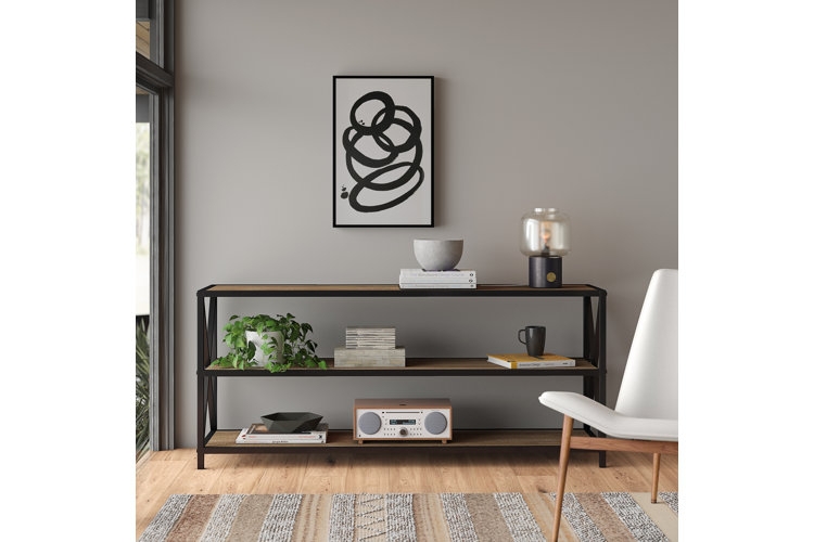 Horizontal Bookcase Six Cube Storage Natural Finish Wood Tone Minimalist