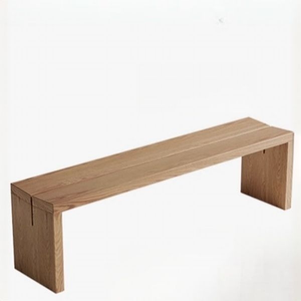 Indoor Bench Natural Wood Grain Block Legs Rectangular Clean Lines