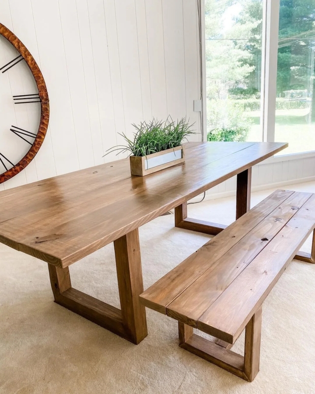 Indoor Bench U-Shaped Legs Live Edge Seat Rustic Industrial Metal