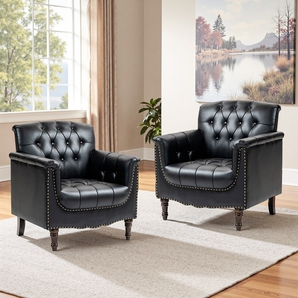 Industrial Accent Chairs: Brown Faux Leather with Black Sled Base Frame