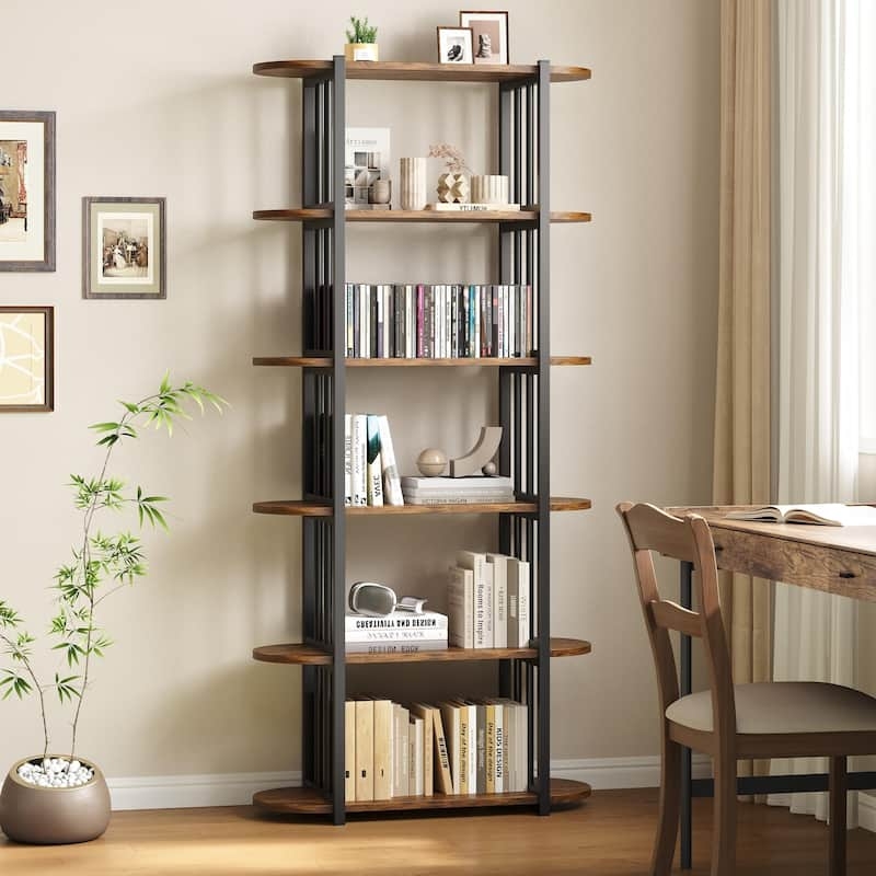 Industrial Bookshelf Narrow Vertical Compact Design Modern Rustic
