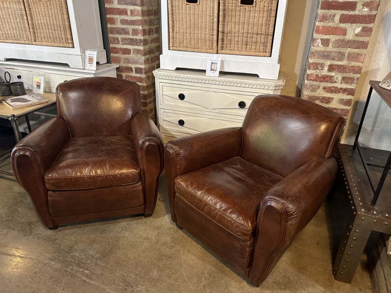 Industrial Leather Accent Chair Distressed Finish Buckle Straps